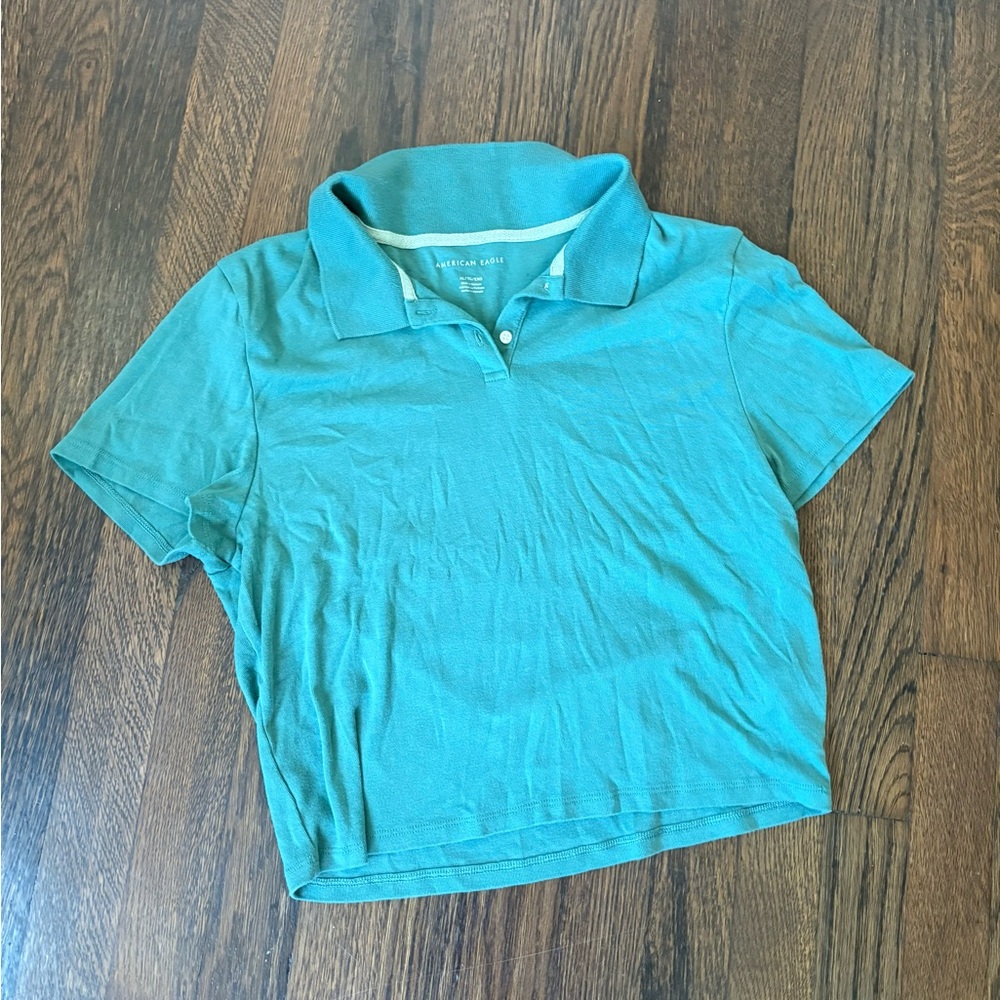 American Eagle cropped polo